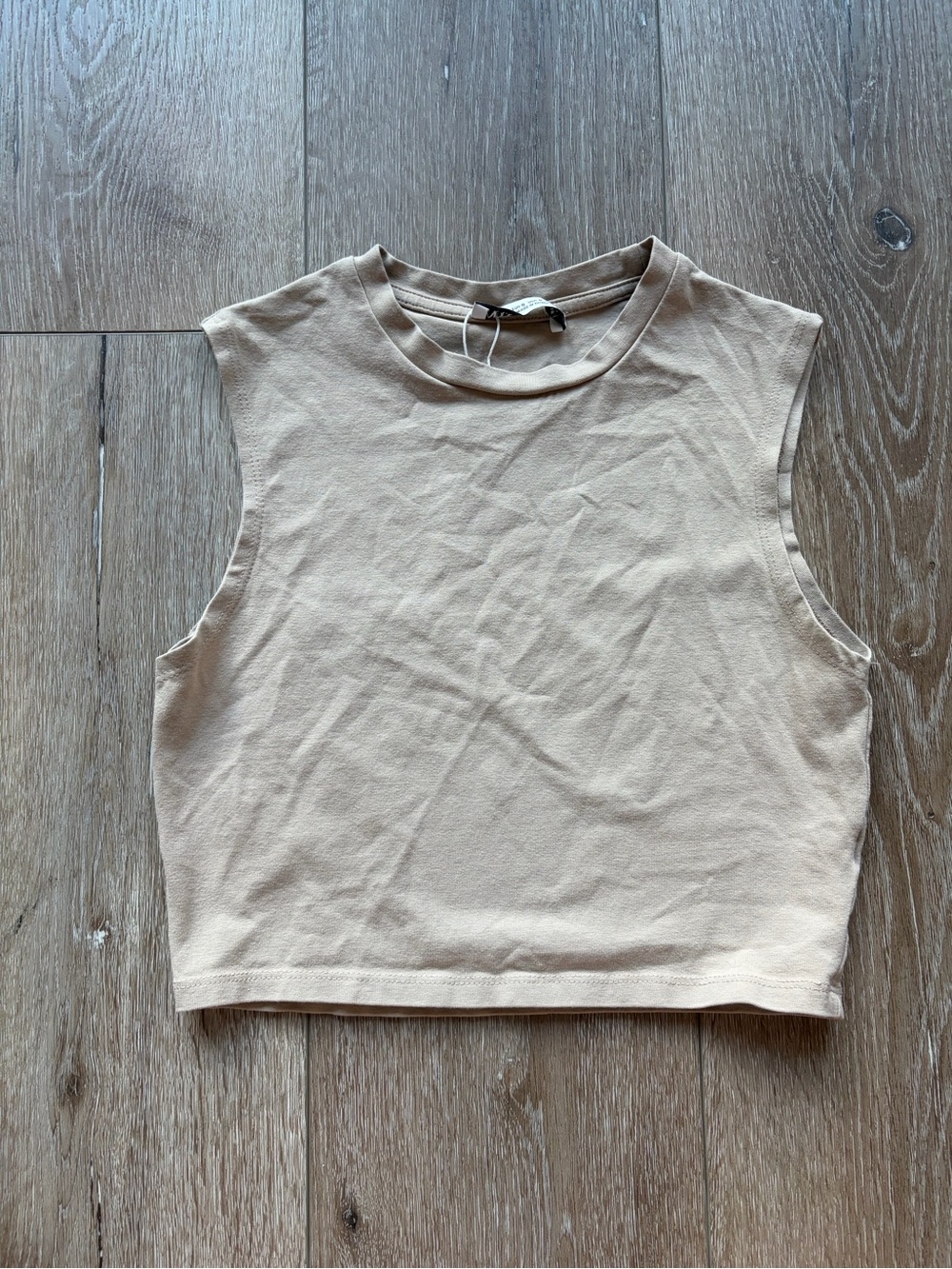 Zara Beige Cropped Muscle Tank sz. S